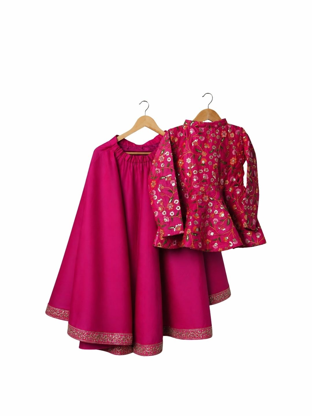 Pink lehenga with embroidered top
